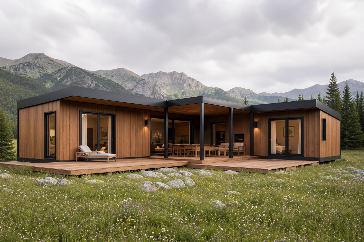 Casa modulară Loft în formă de L