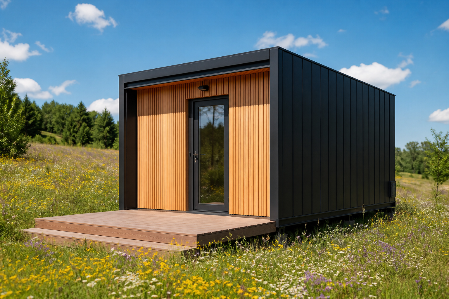Casa modulară Studio într-o poiană